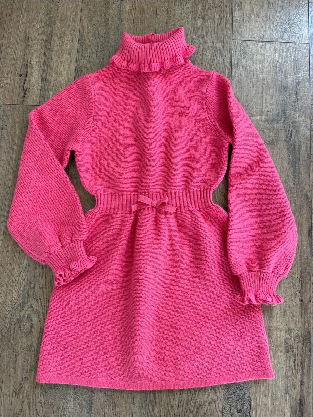 Janie and Jack Hot Pink Ruffle Turtleneck Knit Dress